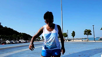 Thai Teen Skater Sucks Big Cock in Shower