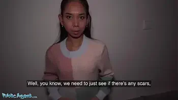 Public Agent - Asian babysitter with nice petite tits, full nipples and small ass goes all the way for extra money, sucking in public and letting her sweet tight shaved pussy get stretched to orgasm