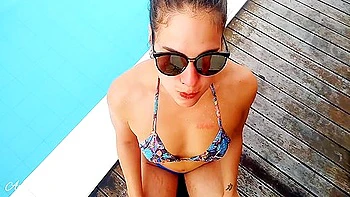 Latina Teen Drinks Over 5L Pee on Beach, Public Pissing POV