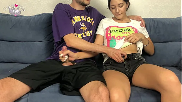 Step Sister Spotted Step Brothers Big Dick Through Shorts And Couldn't Resist! Mutual Handjob Orgasm