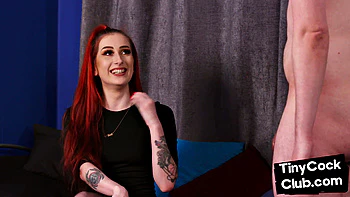 Stockings femdom wanking small cock