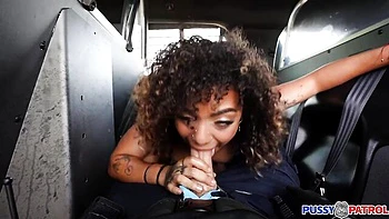 Backseat hard fuck with a curly-haired exotic girlfriend Zerella Skies