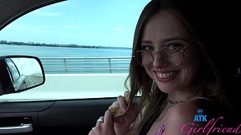 Redhead teen Lucy Foxx gets fucked in the car on a beach vacation